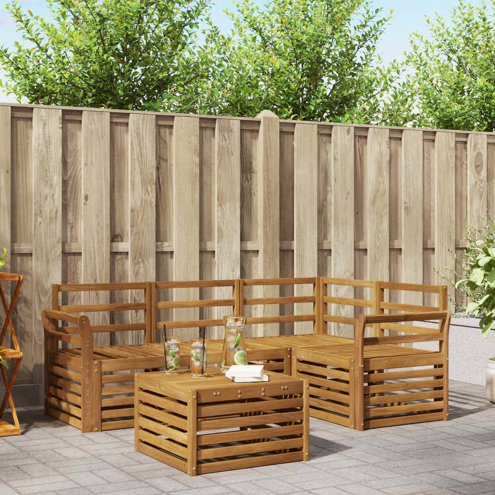 vidaXL Outdoor-Sofagarnitur 5 pcs Natur Massivholz Akazie