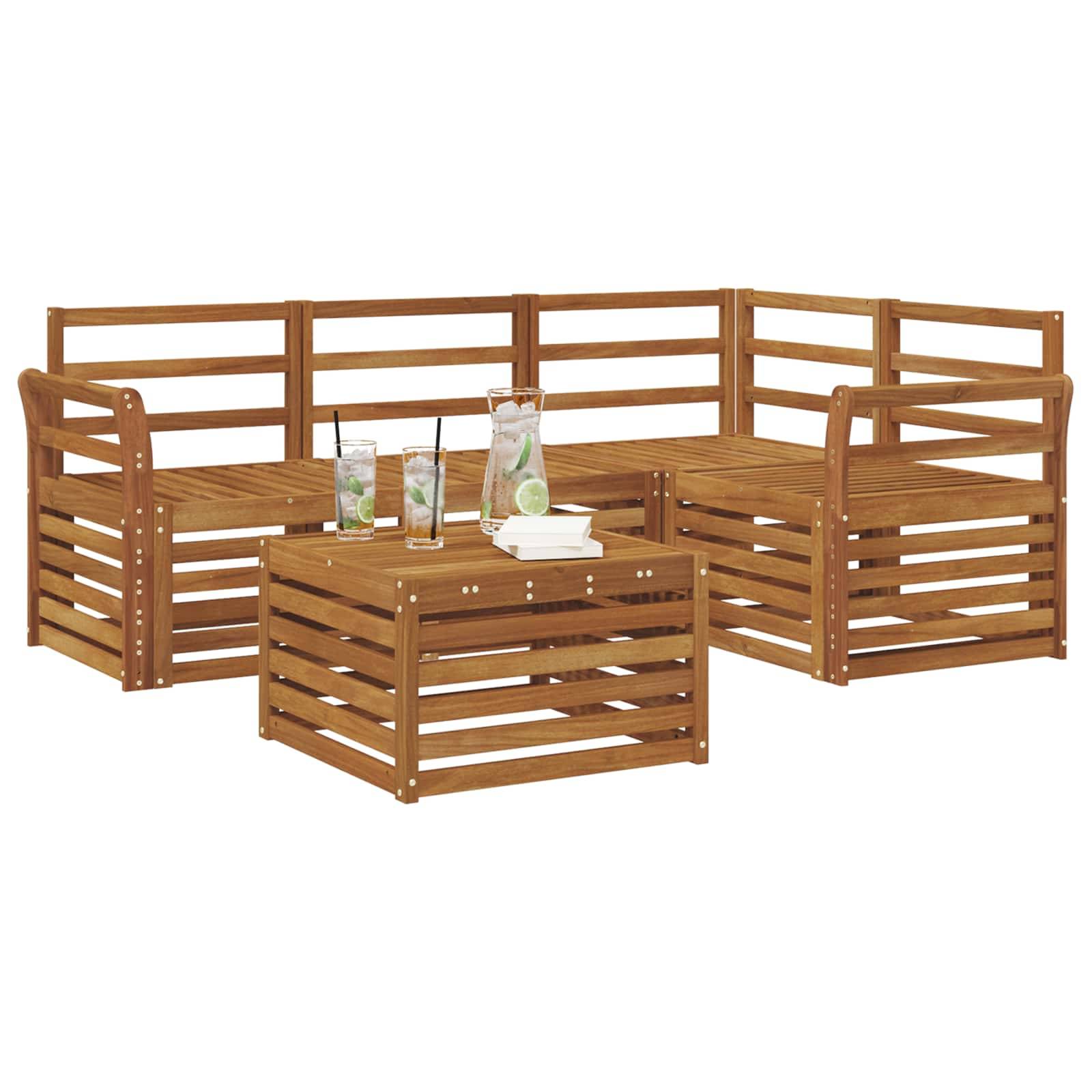 vidaXL Outdoor-Sofagarnitur 5 pcs Natur Massivholz Akazie