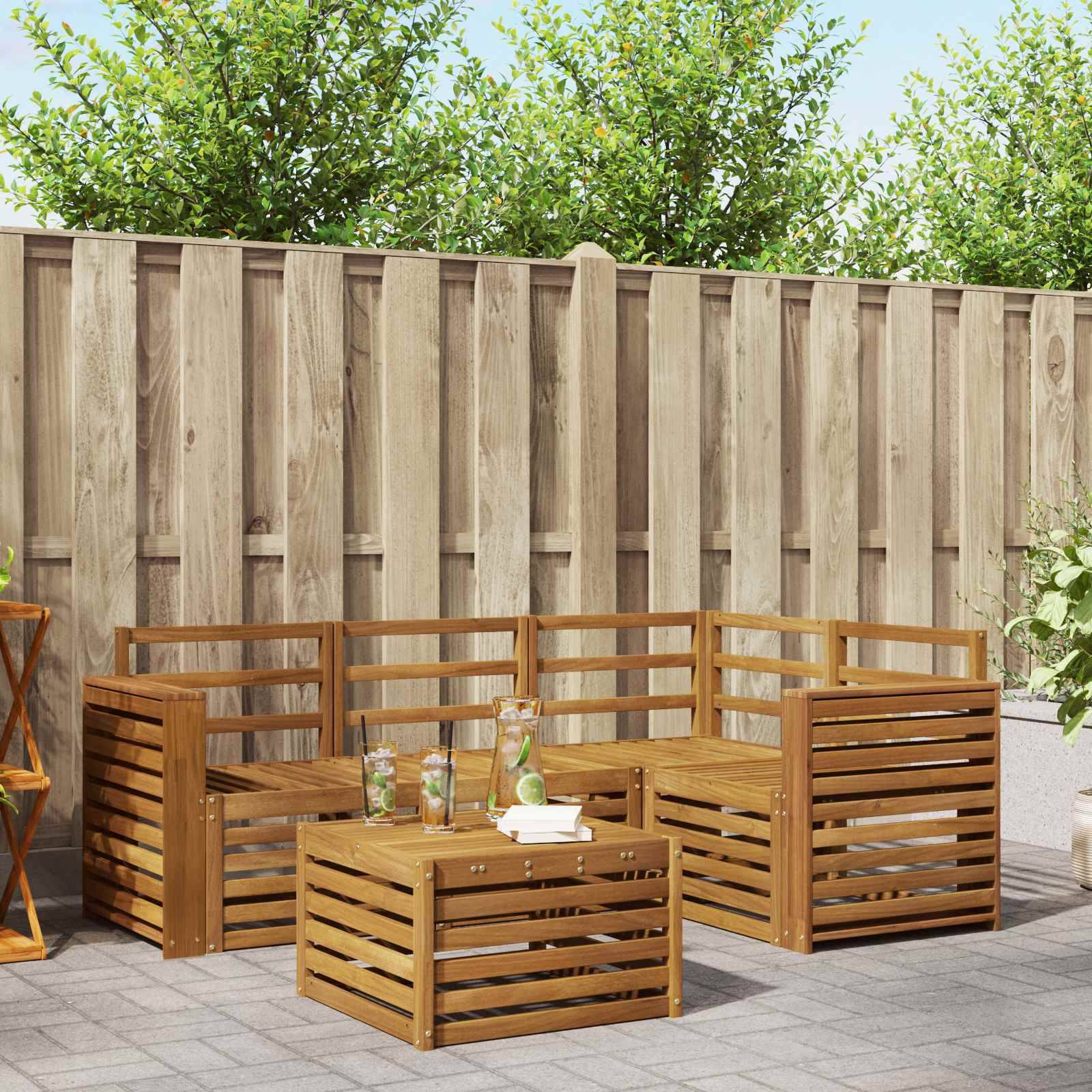 vidaXL Outdoor-Sofagarnitur 5 pcs Natur Massivholz Akazie