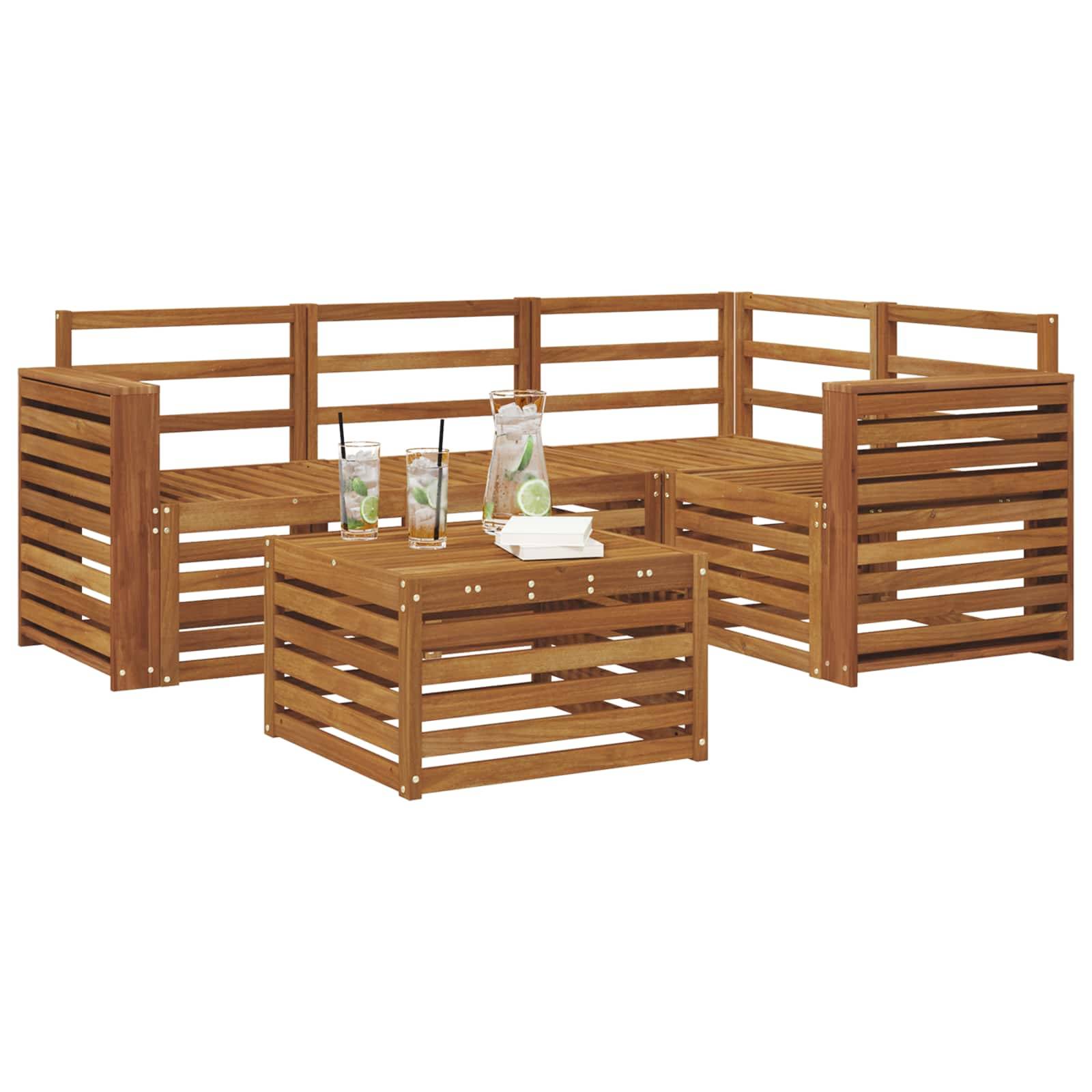 vidaXL Outdoor-Sofagarnitur 5 pcs Natur Massivholz Akazie