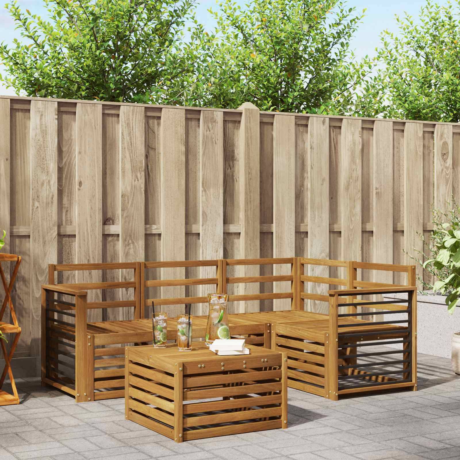 vidaXL Outdoor-Sofagarnitur 5 pcs Natur Massivholz Akazie