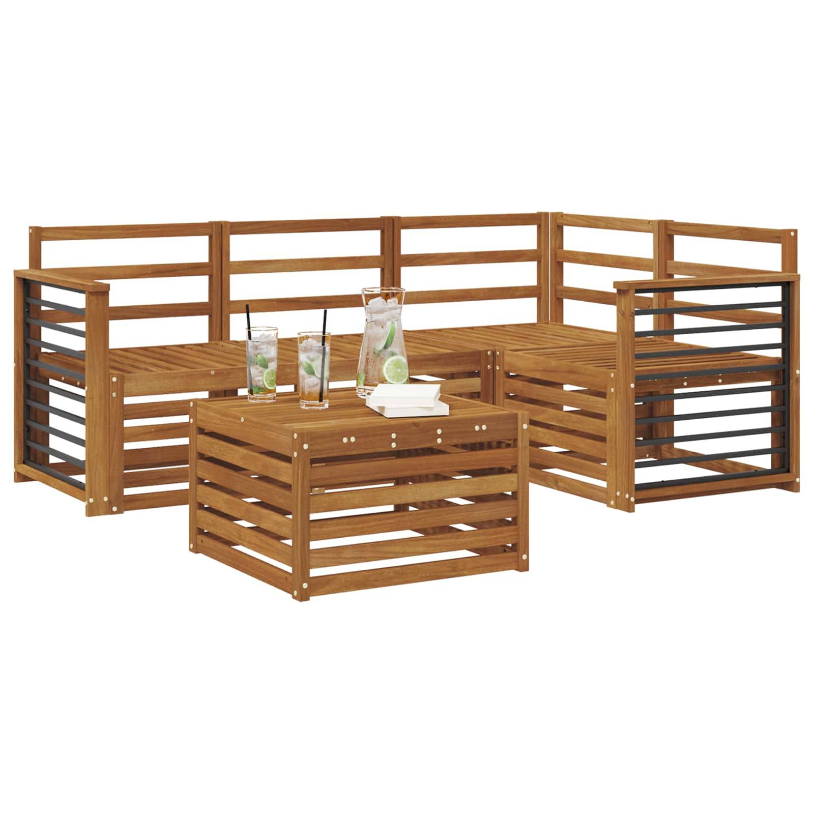 vidaXL Outdoor-Sofagarnitur 5 pcs Natur Massivholz Akazie