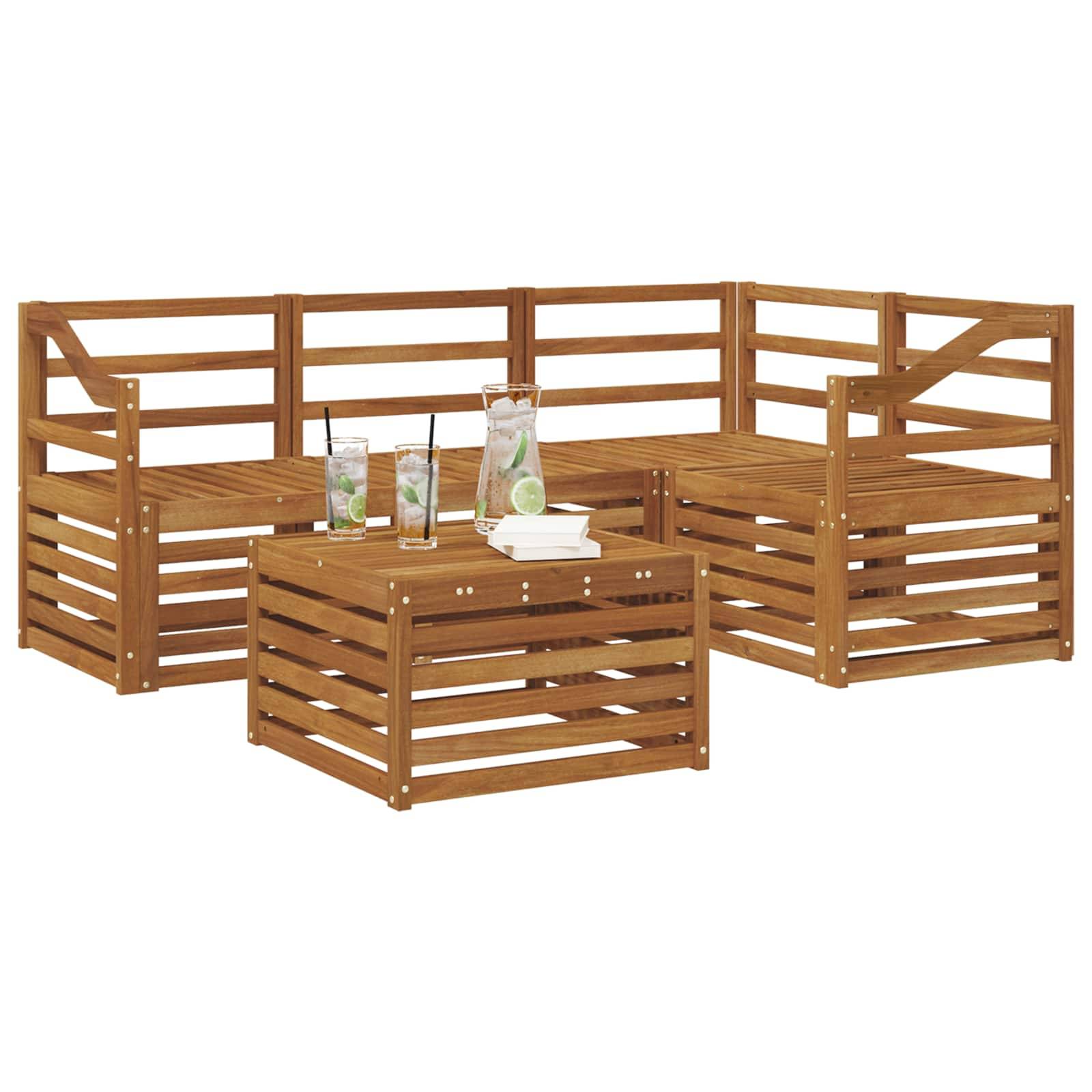 vidaXL Outdoor-Sofagarnitur 5 pcs Natur Massivholz Akazie