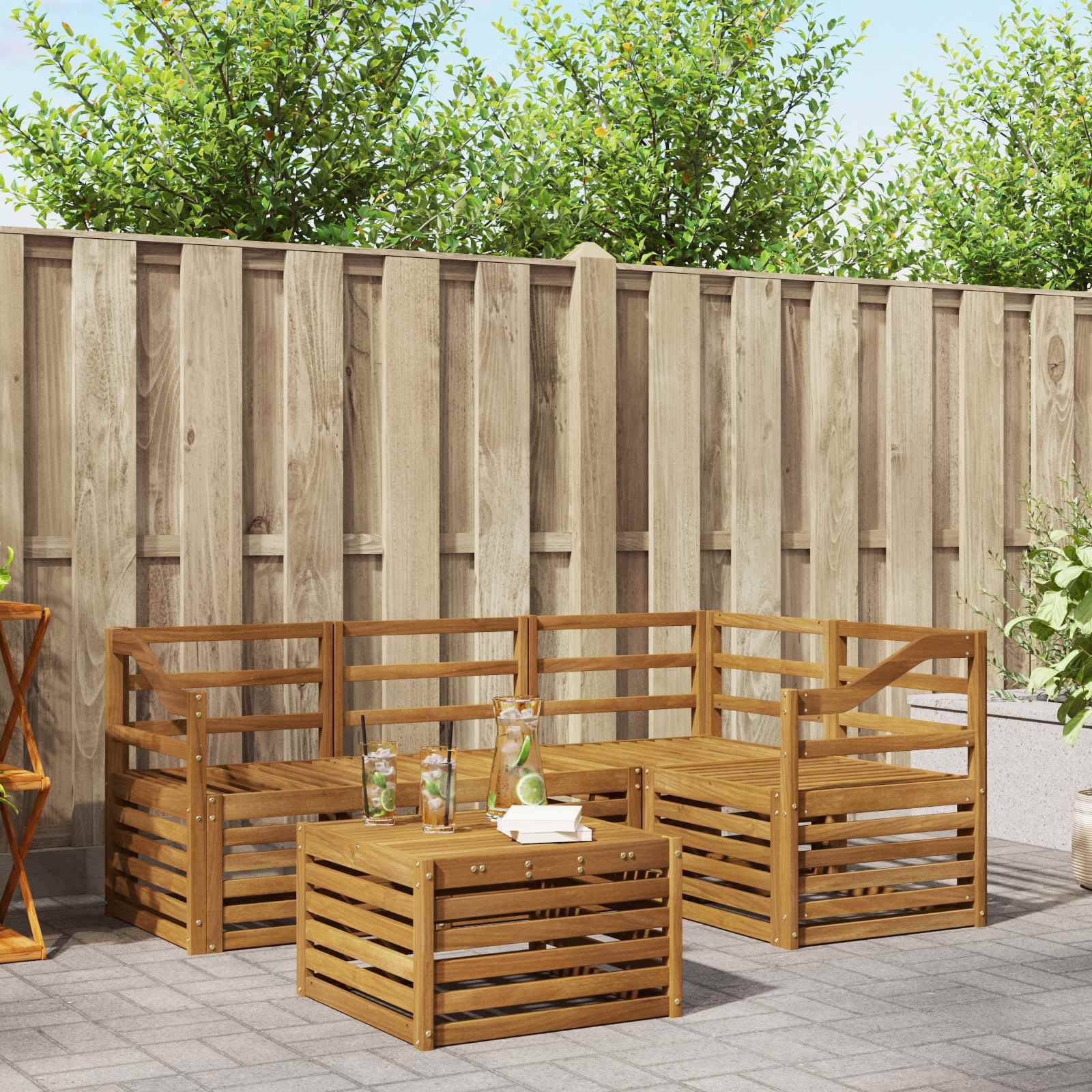vidaXL Outdoor-Sofagarnitur 5 pcs Natur Massivholz Akazie