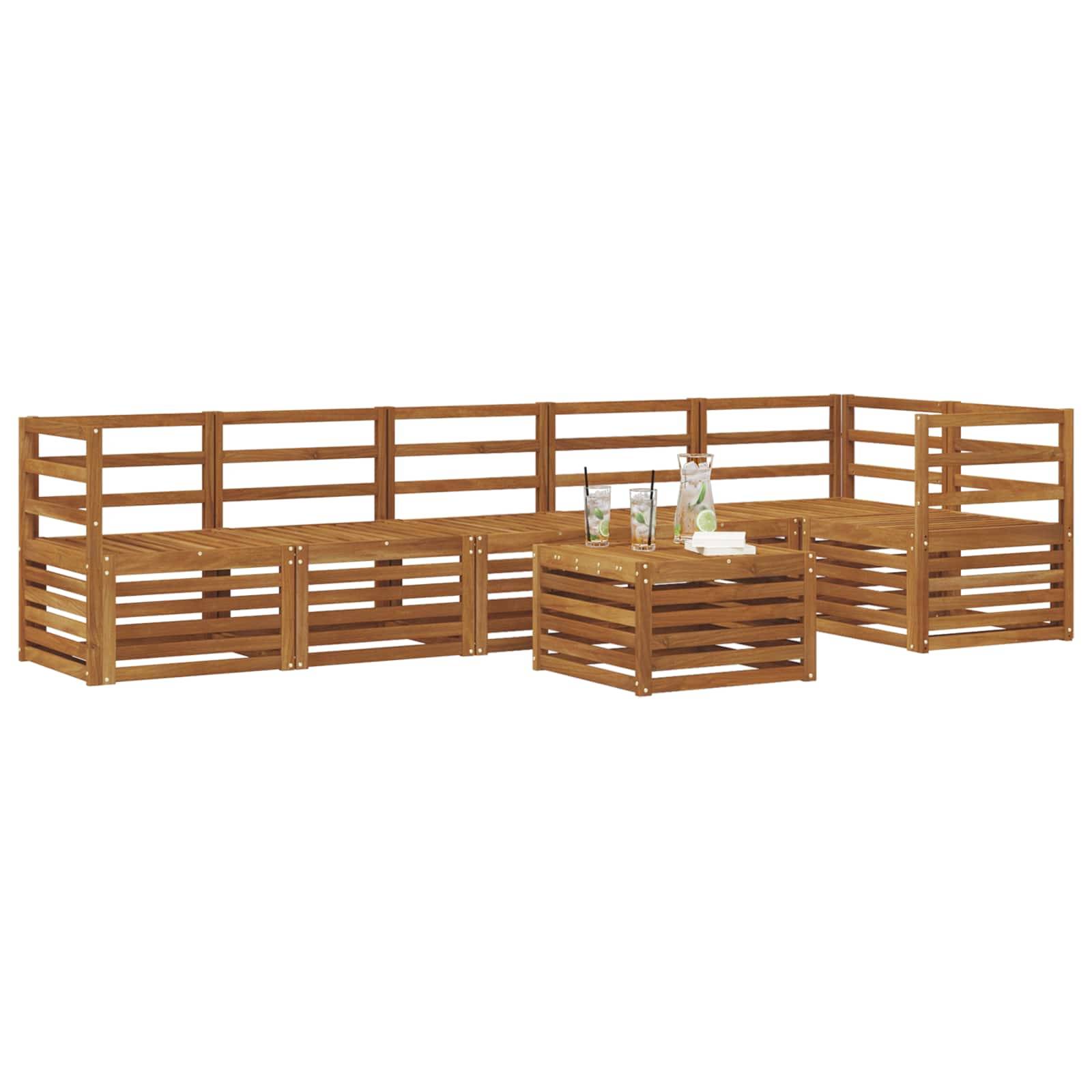 vidaXL Ecksofa Set 7 pcs Natur Massivholz Akazie