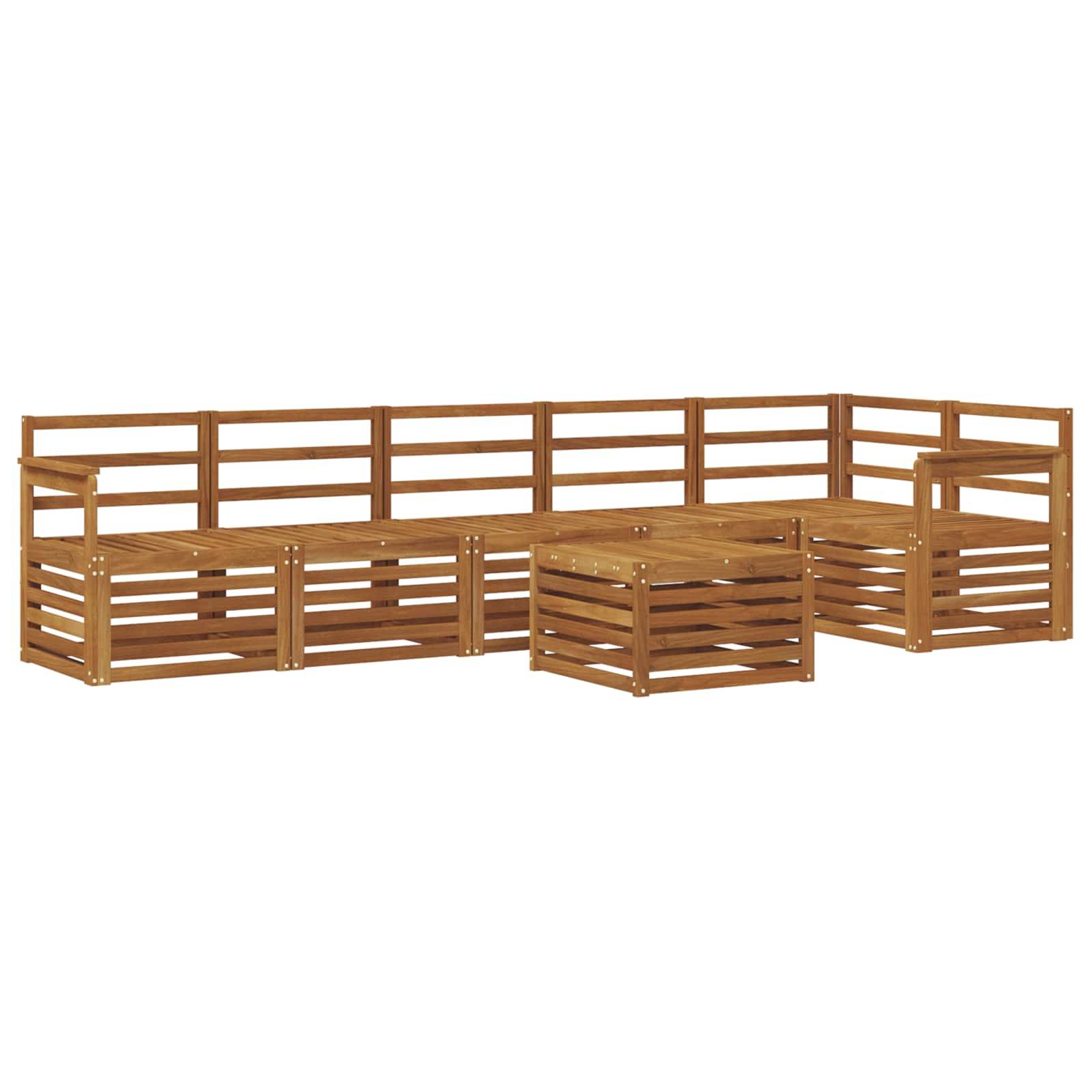vidaXL Ecksofa Set 7 pcs Natur Massivholz Akazie
