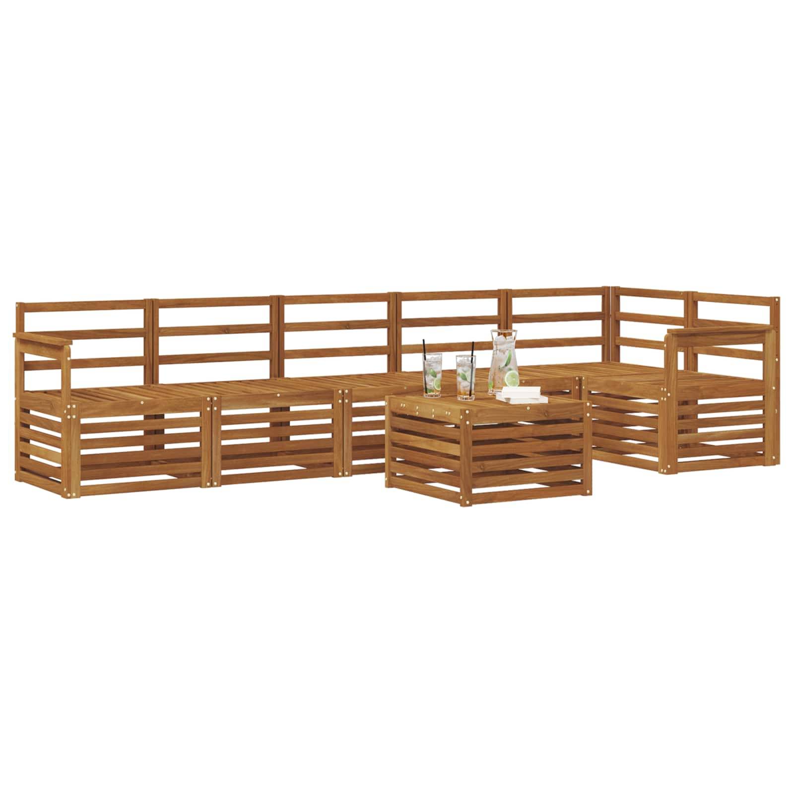 vidaXL Ecksofa Set 7 pcs Natur Massivholz Akazie