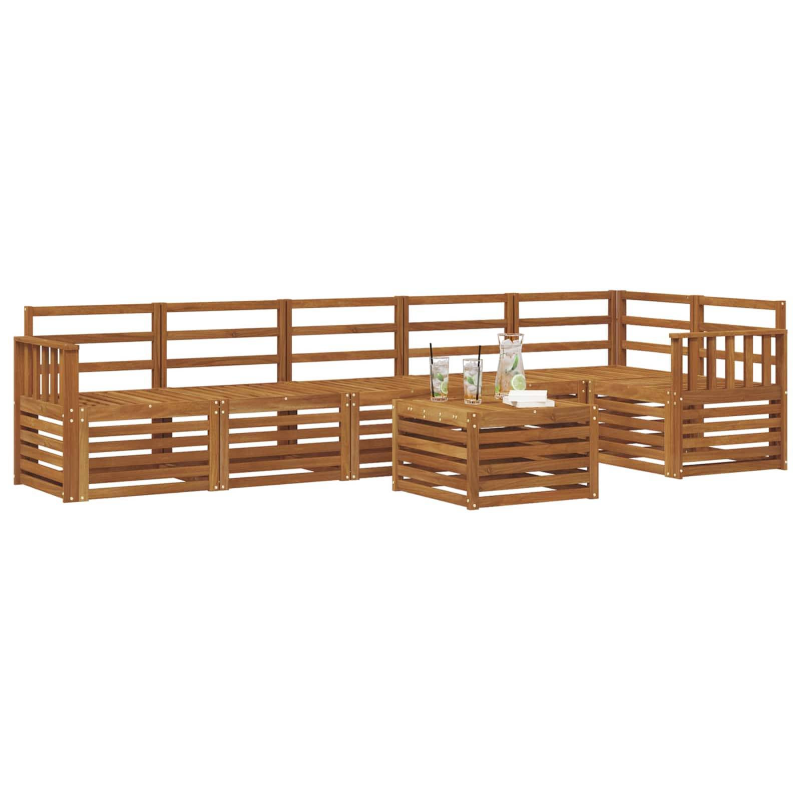 vidaXL Ecksofa Set 7 pcs Natur Massivholz Akazie