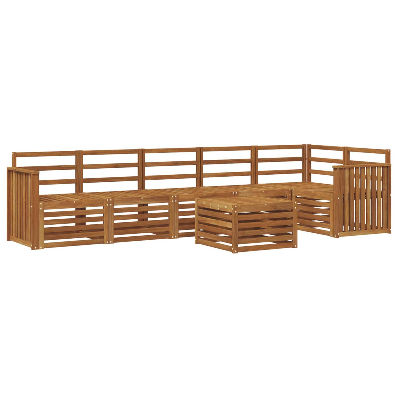 vidaXL Ecksofa Set 7 pcs Natur Massivholz Akazie