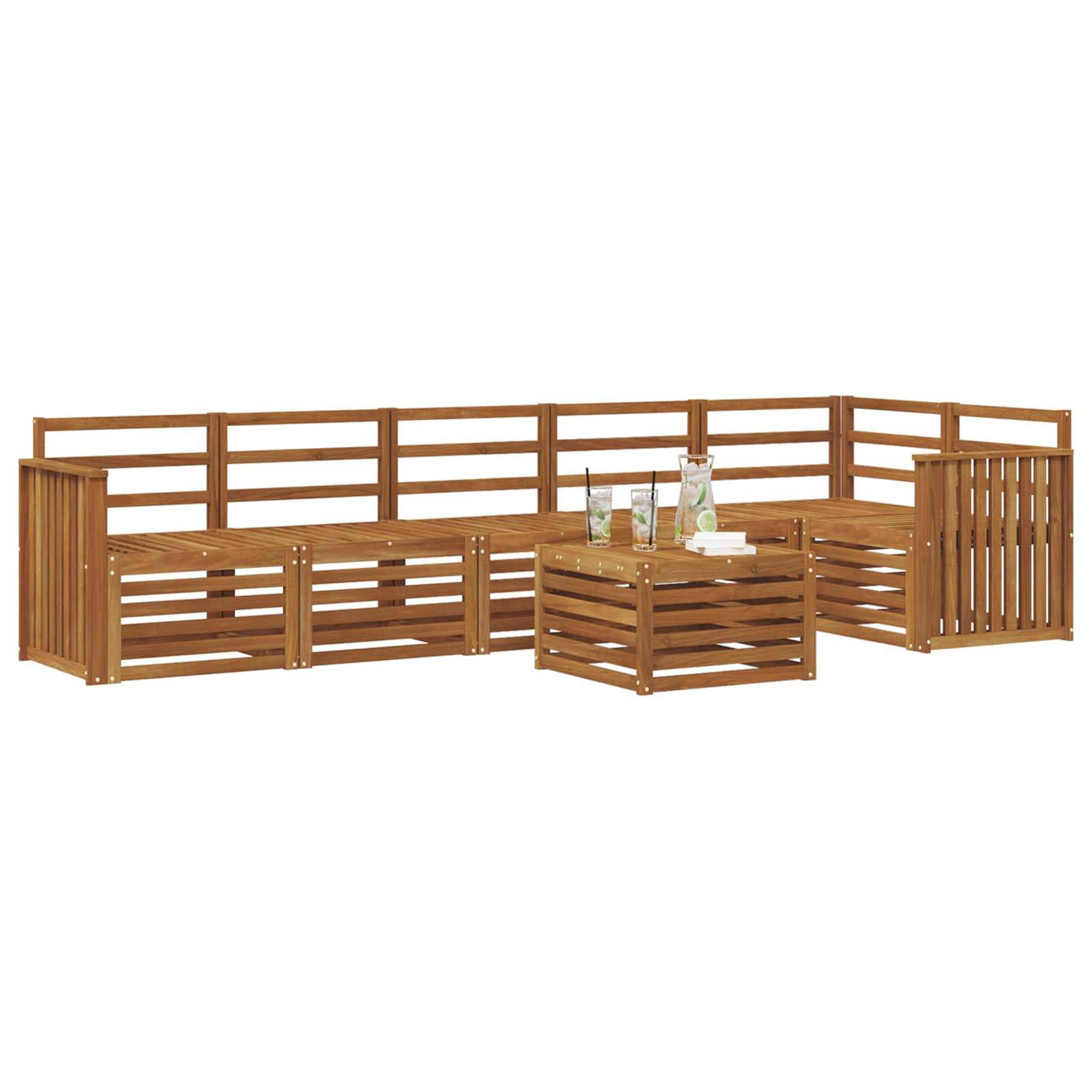 vidaXL Ecksofa Set 7 pcs Natur Massivholz Akazie