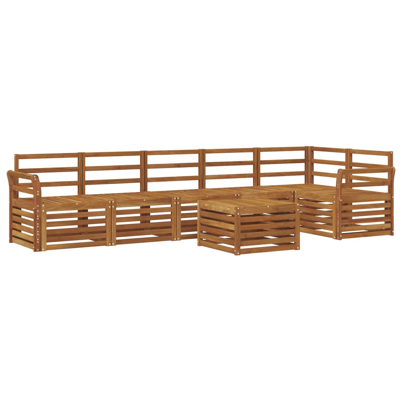vidaXL Ecksofa Set 7 pcs Natur Massivholz Akazie