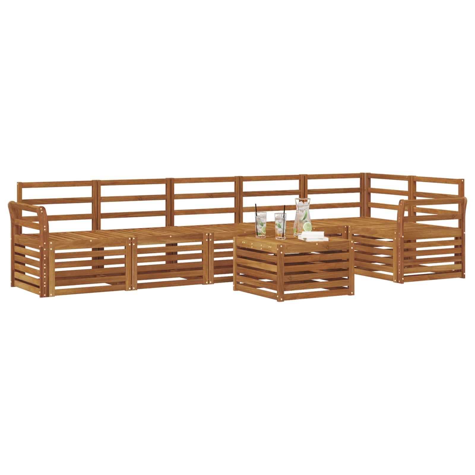 vidaXL Ecksofa Set 7 pcs Natur Massivholz Akazie