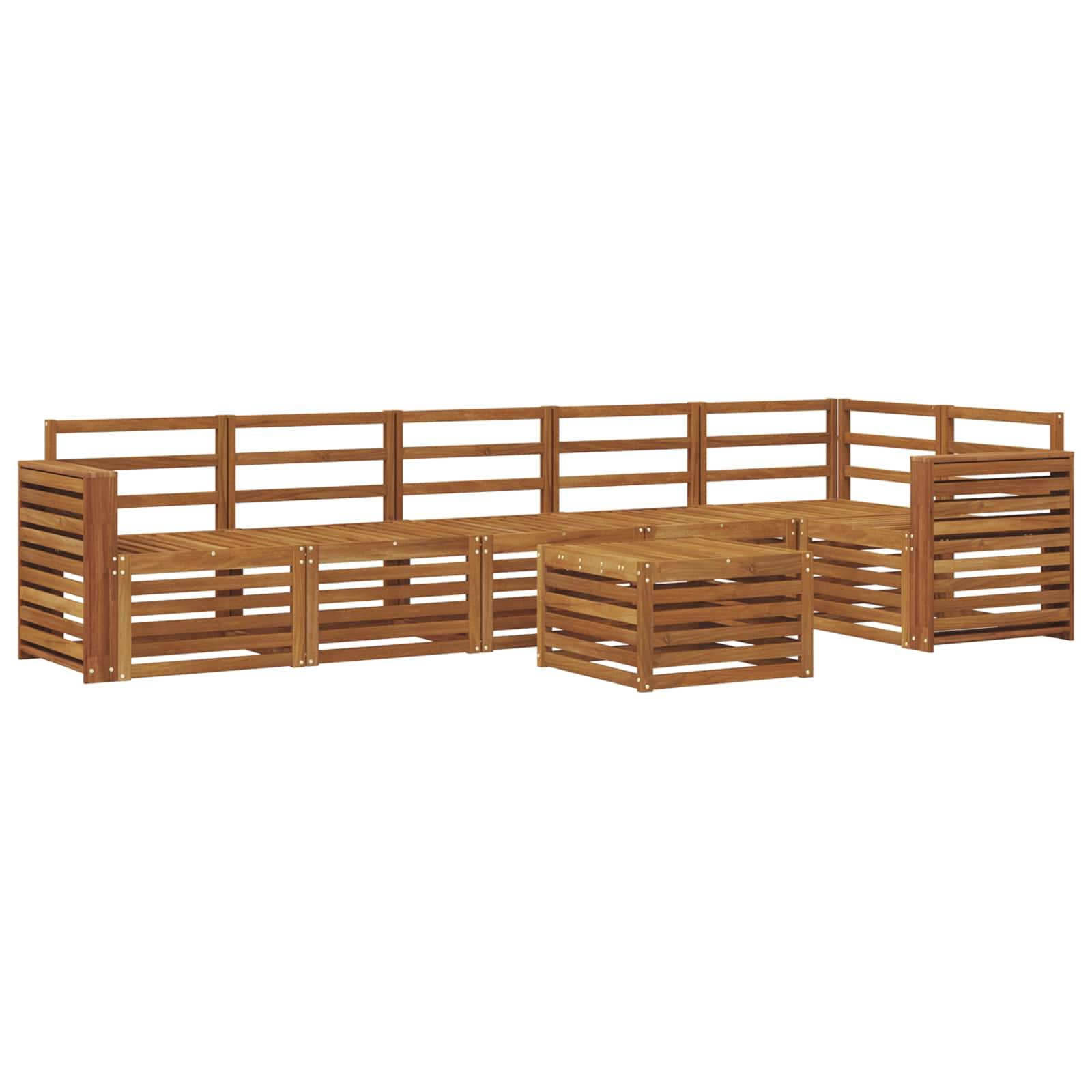 vidaXL Ecksofa Set 7 pcs Natur Massivholz Akazie