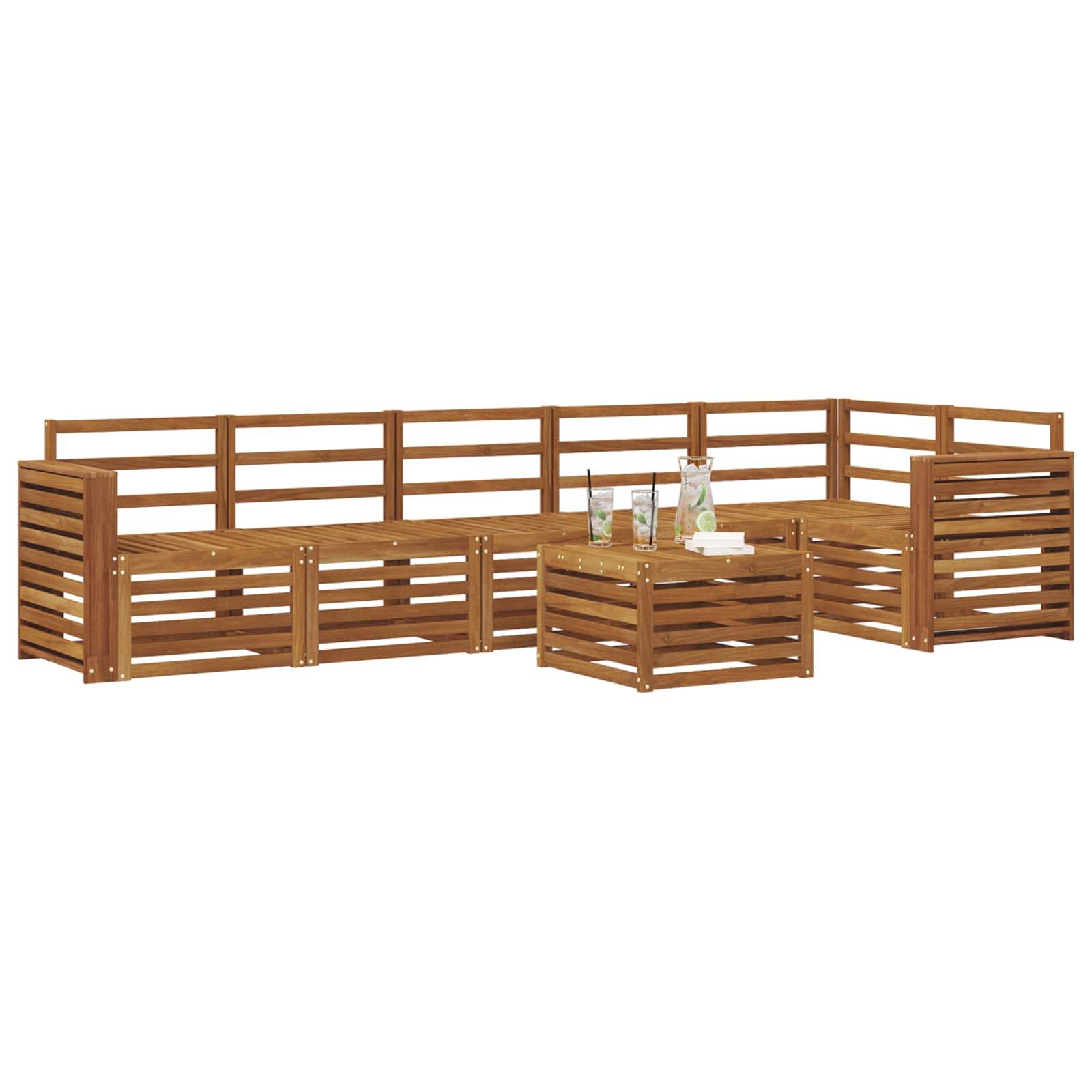 vidaXL Ecksofa Set 7 pcs Natur Massivholz Akazie