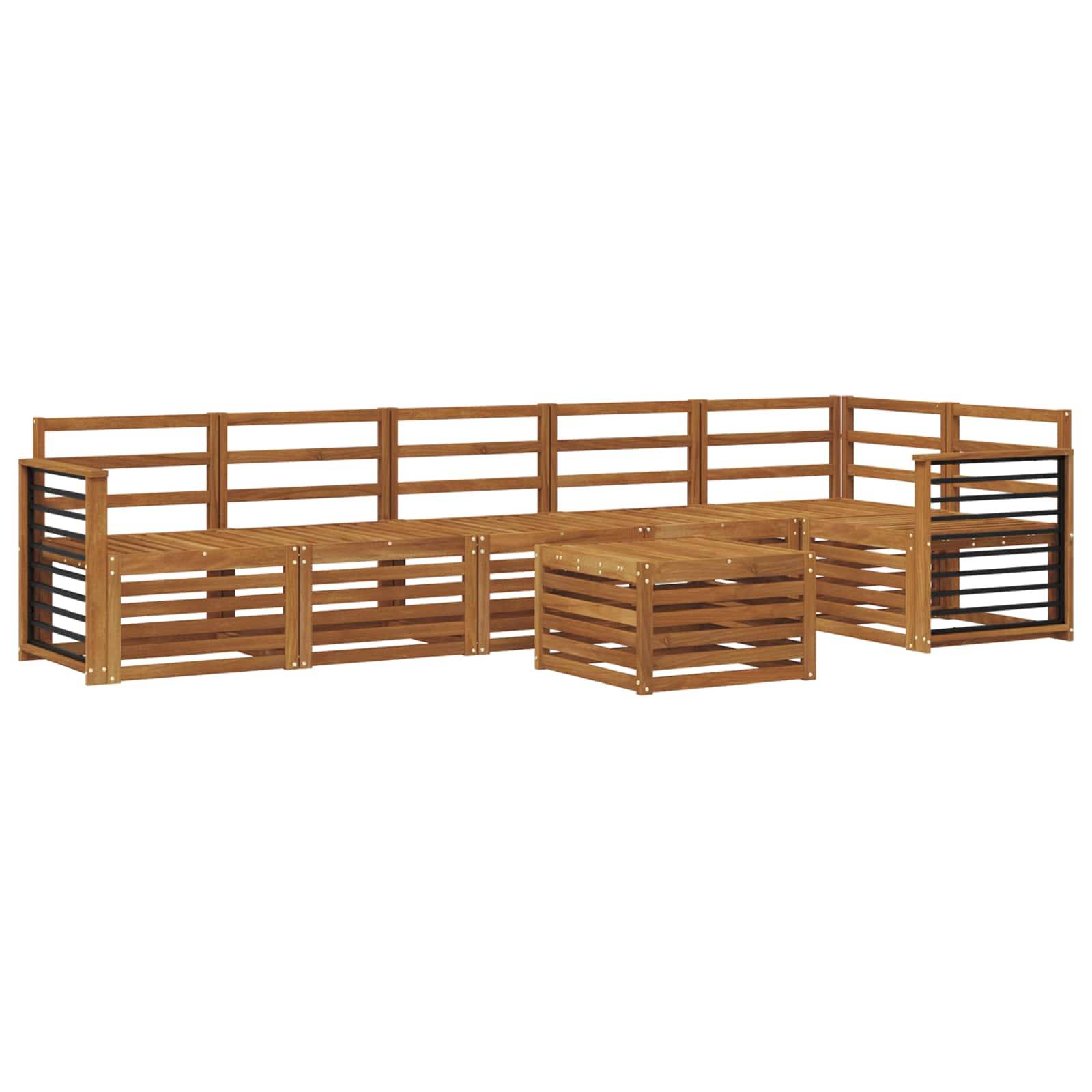 vidaXL Ecksofa Set 7 pcs Natur Massivholz Akazie