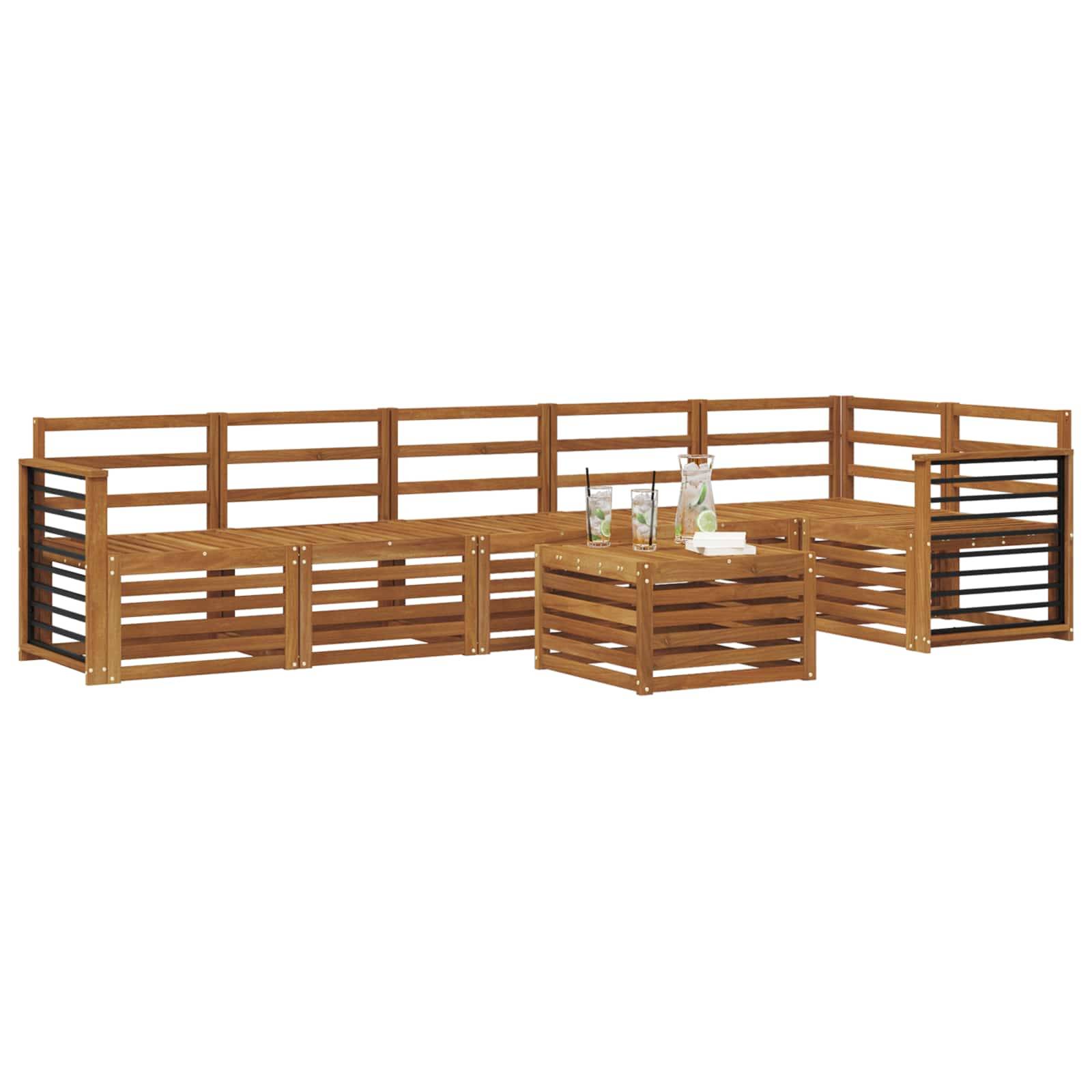 vidaXL Ecksofa Set 7 pcs Natur Massivholz Akazie