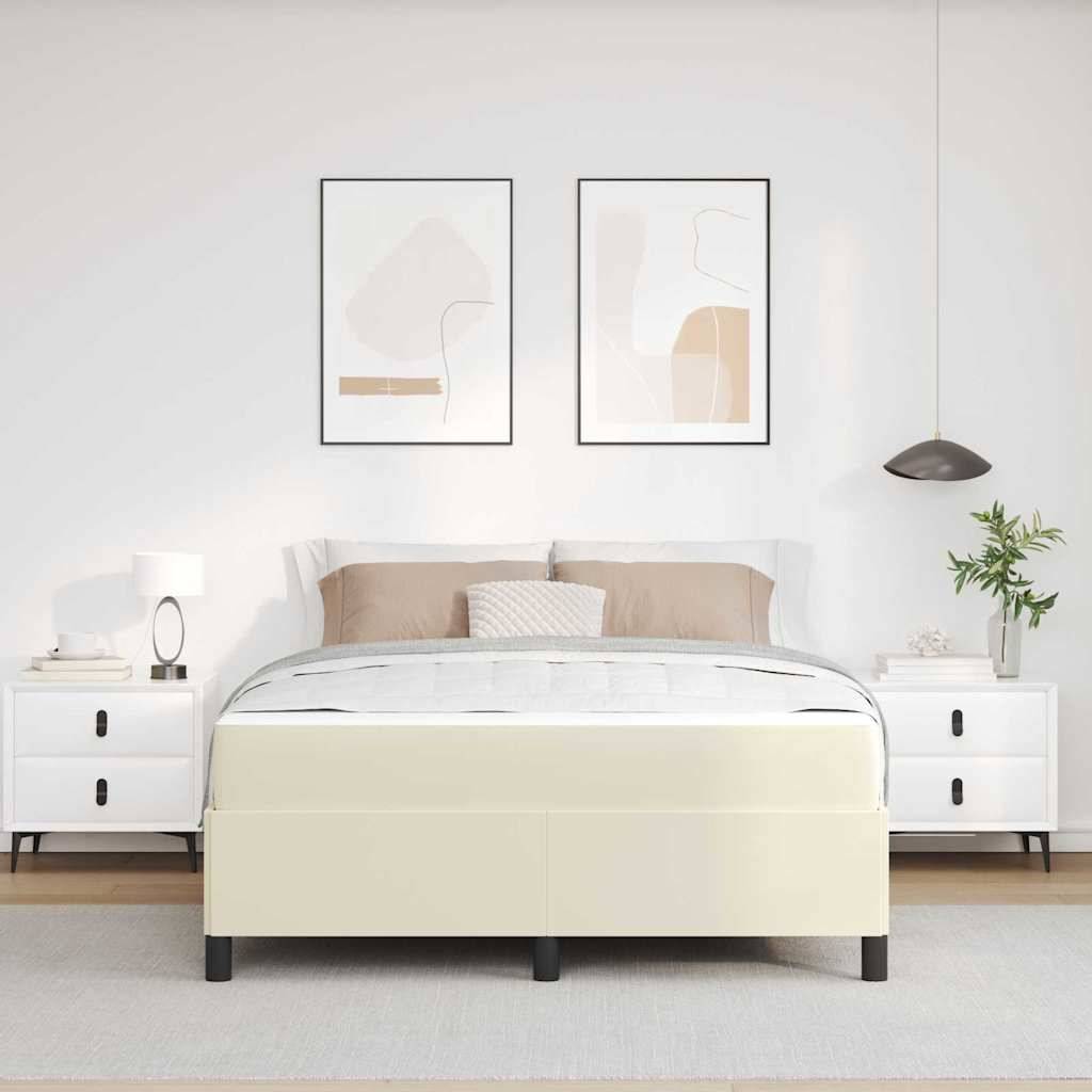vidaXL Bettrahmen mit Matratze Creme 140 x 190 cm Stoff