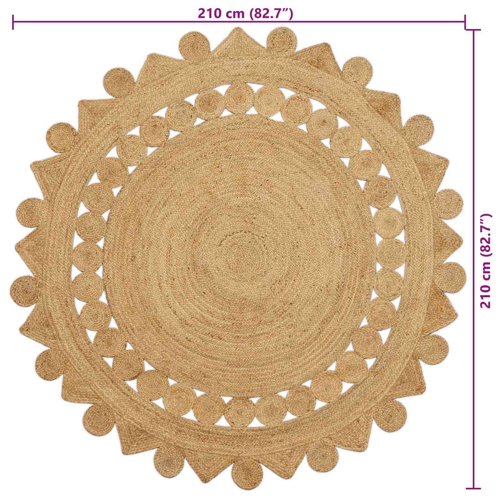 vidaXL Bereichsteppiche Rechtwinklig Braun Ø 210 cm Jute