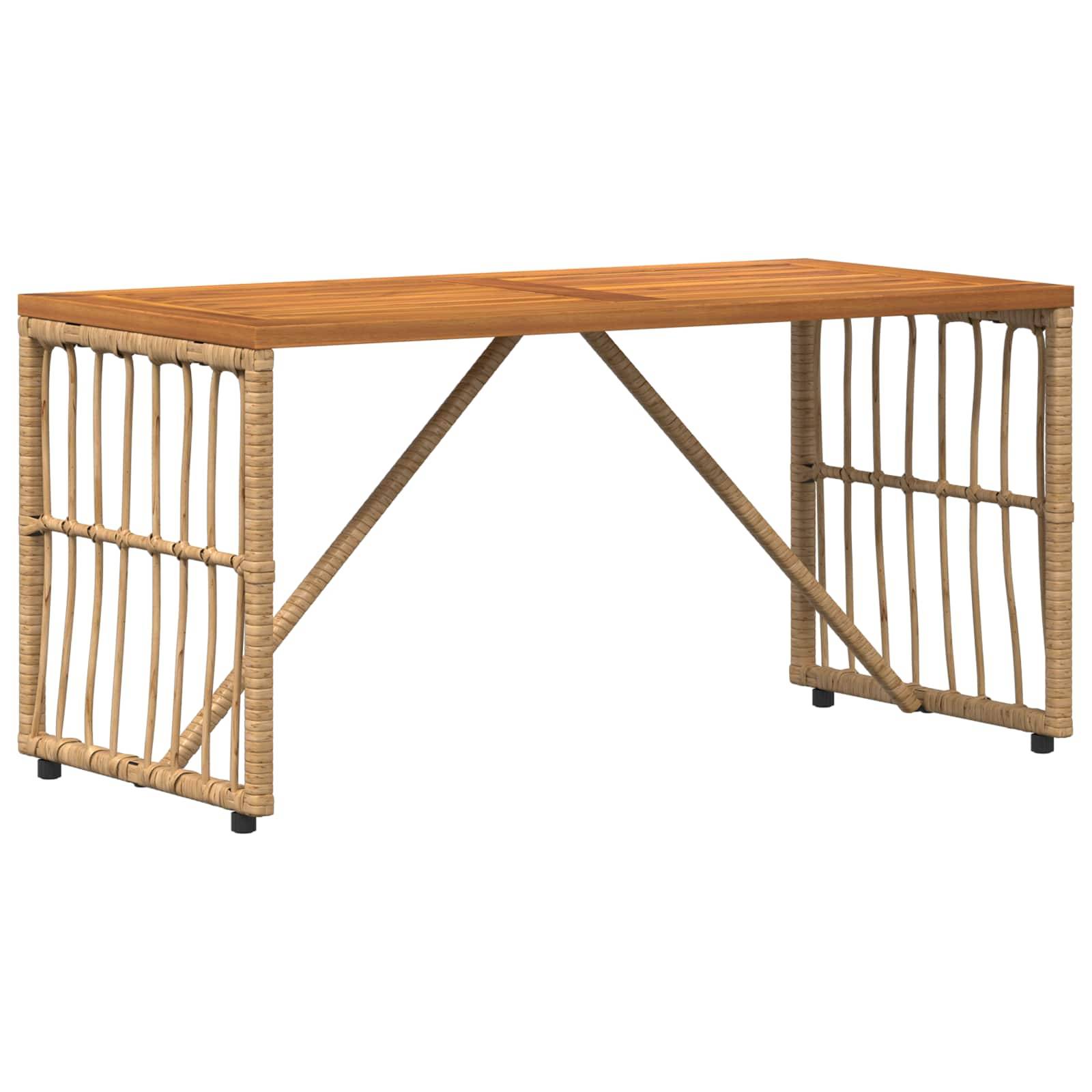vidaXL Tisch für Outdoor Natur 80 x 40 x 40 cm Stahl und Poly Rattan