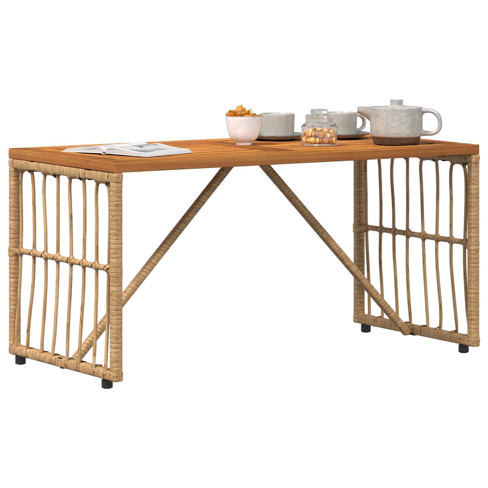 vidaXL Tisch für Outdoor Natur 80 x 40 x 40 cm Stahl und Poly Rattan