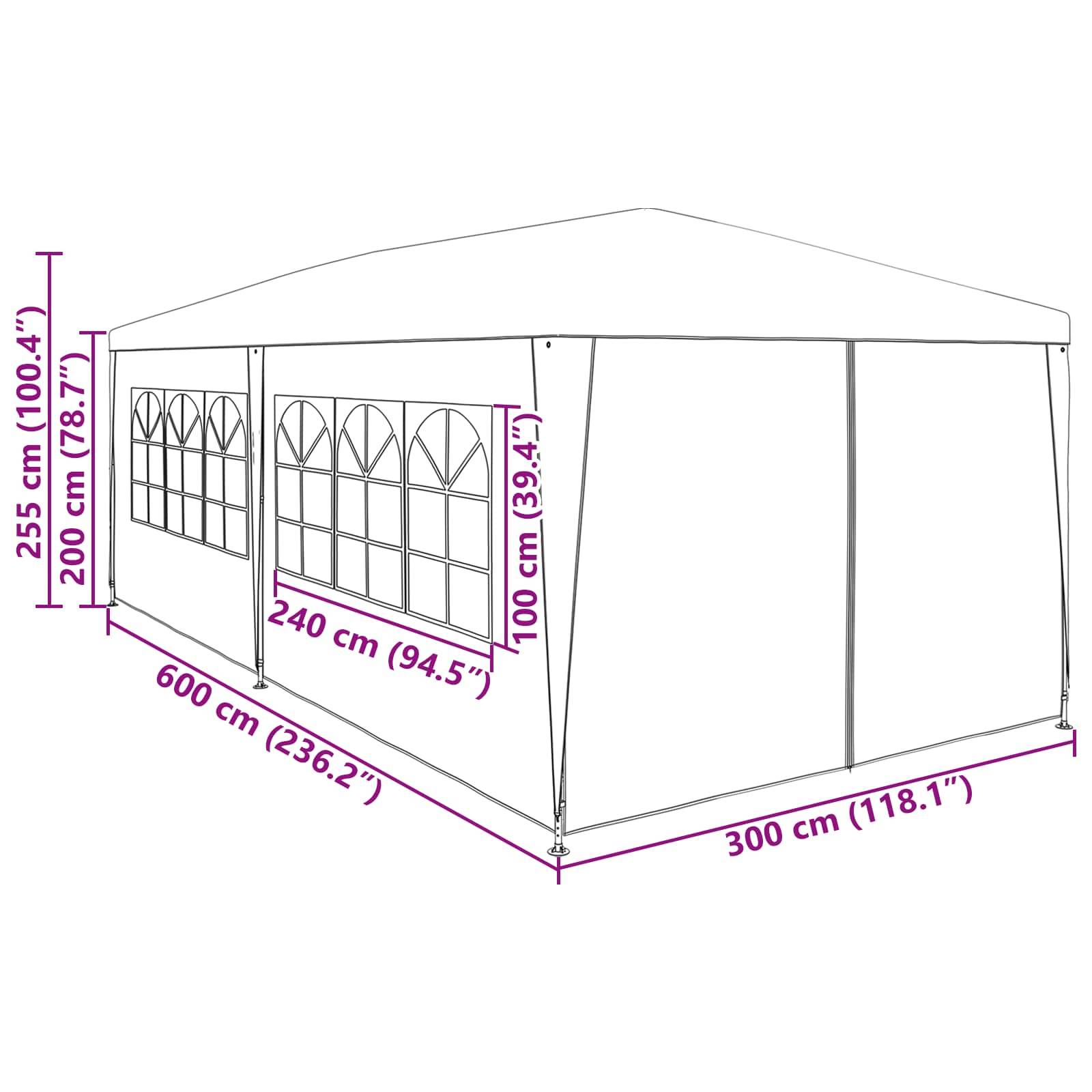 vidaXL Party-Zelt Rot 600 x 300 x 255 cm PE und Stahl