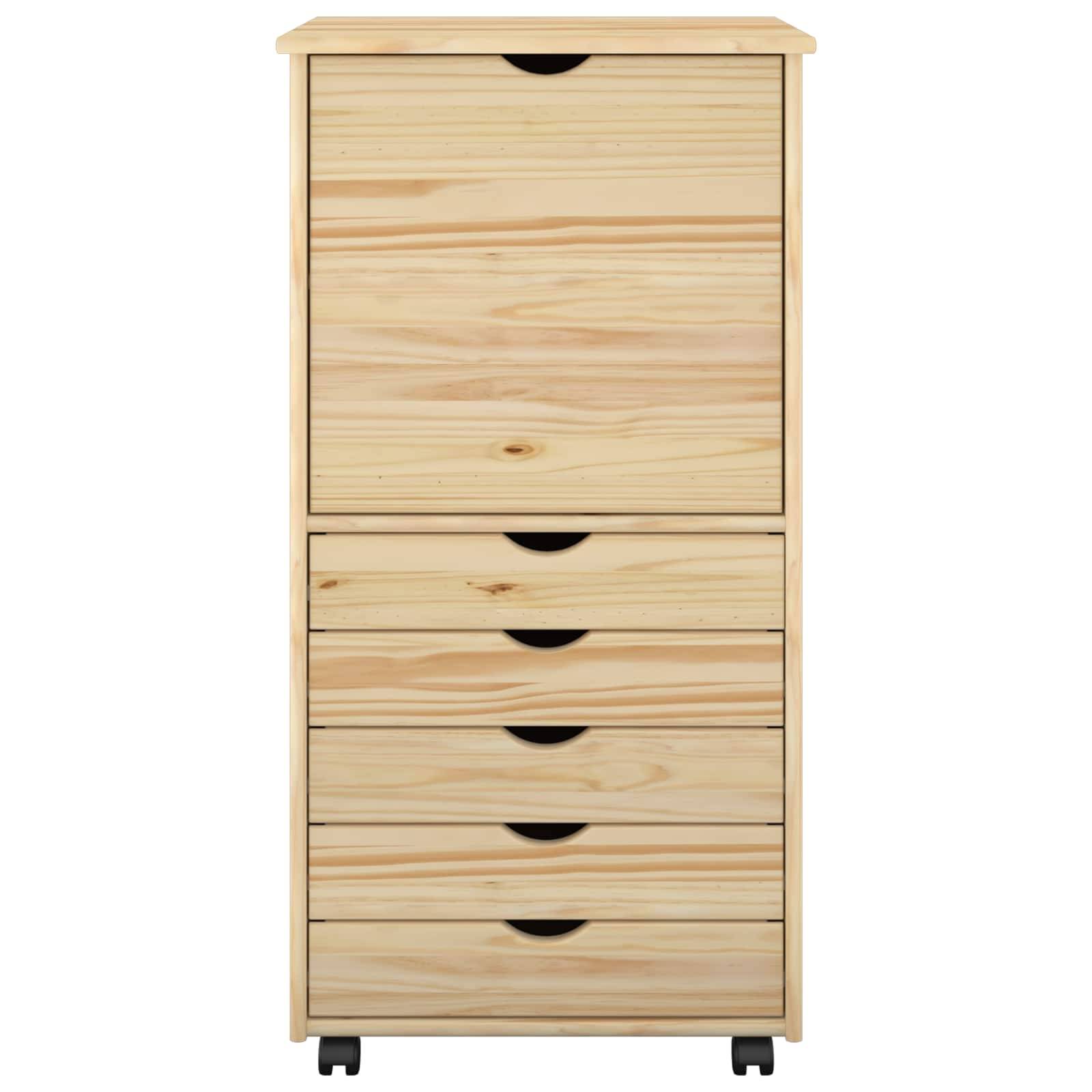 vidaXL Rollschrank Mit Rad Braun 53 x 39 x 103 cm Massivholz Kiefer