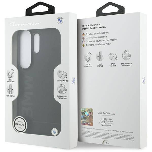 BMW Hülle Galaxy S26 Ultra Echtleder schwarz geprägt MagSafe Logo Metall