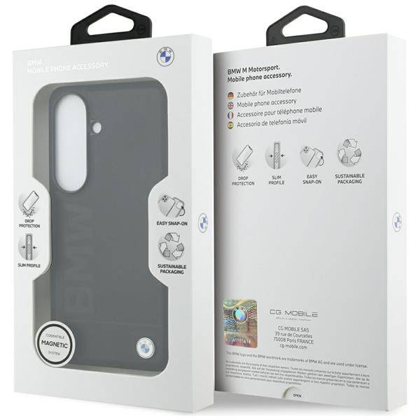 BMW Hülle Galaxy S26 Echtleder schwarz geprägt MagSafe Logo Metall