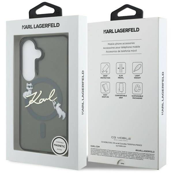 Hülle Karl Lagerfeld Galaxy S26 Plus transparent schwarz MagSafe Katze Logo