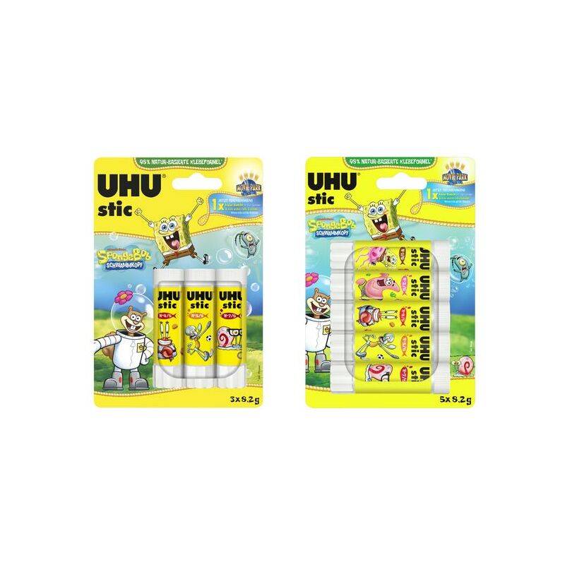 UHU Klebestift stic Spongebob, 3 x 8,2 g, Blister