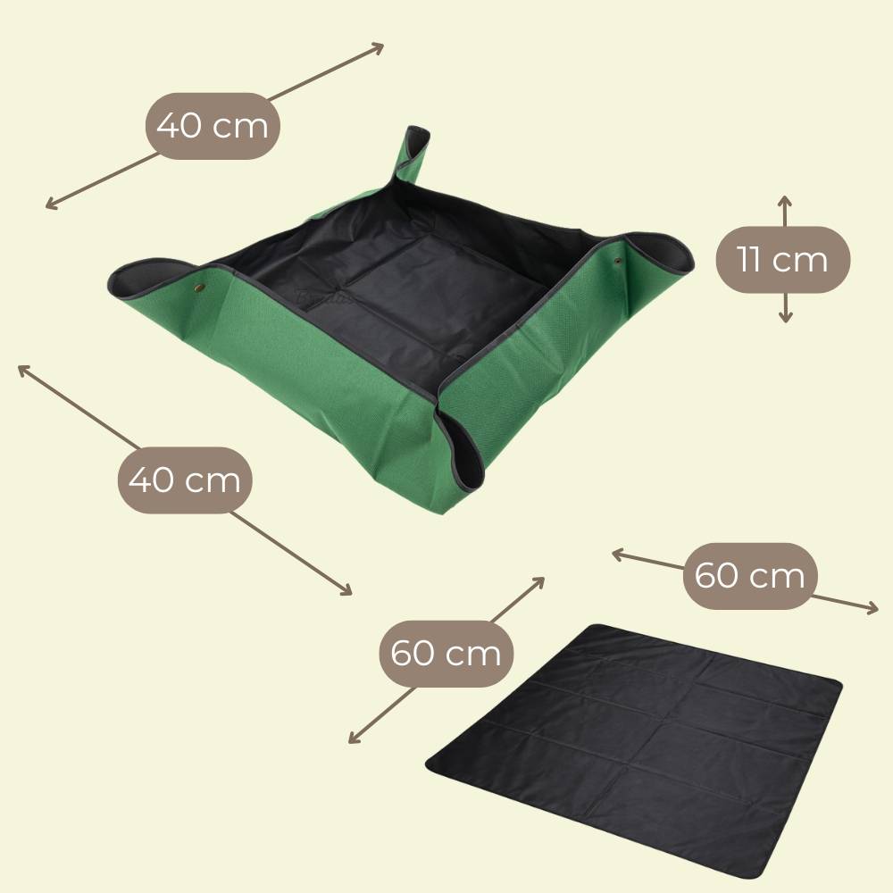 2er Set Pflanzen Umtopfmatte Wasserdicht Pflanzunterlage Faltbar Pflanzenmatte Pflanzwanne Tragbare Gartenmatte Robust Umpflanzmatte 40x40