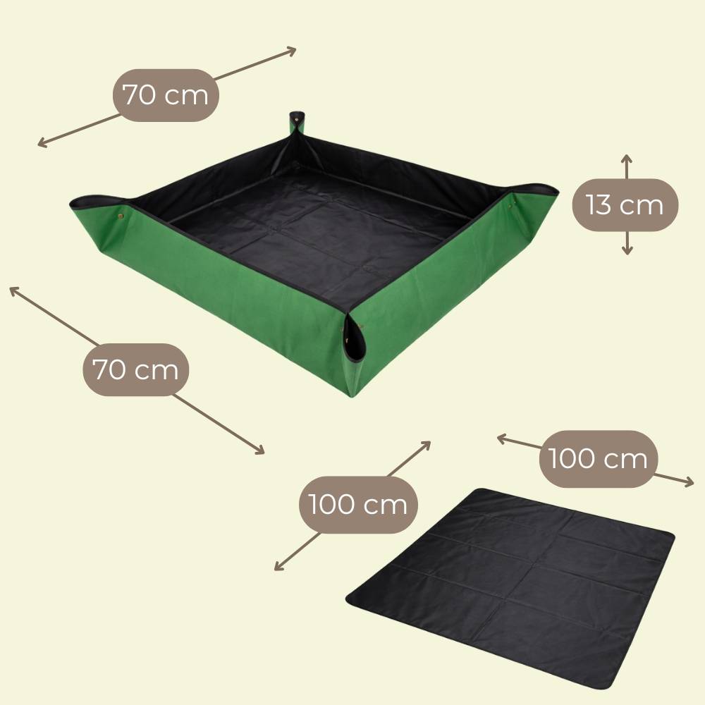 2er Set Pflanzen Umtopfmatte Wasserdicht Pflanzunterlage Faltbar Pflanzenmatte Tragbare Gartenmatte Grün Pflanzwanne Pflanzen Zubehör Umpflanzmatte