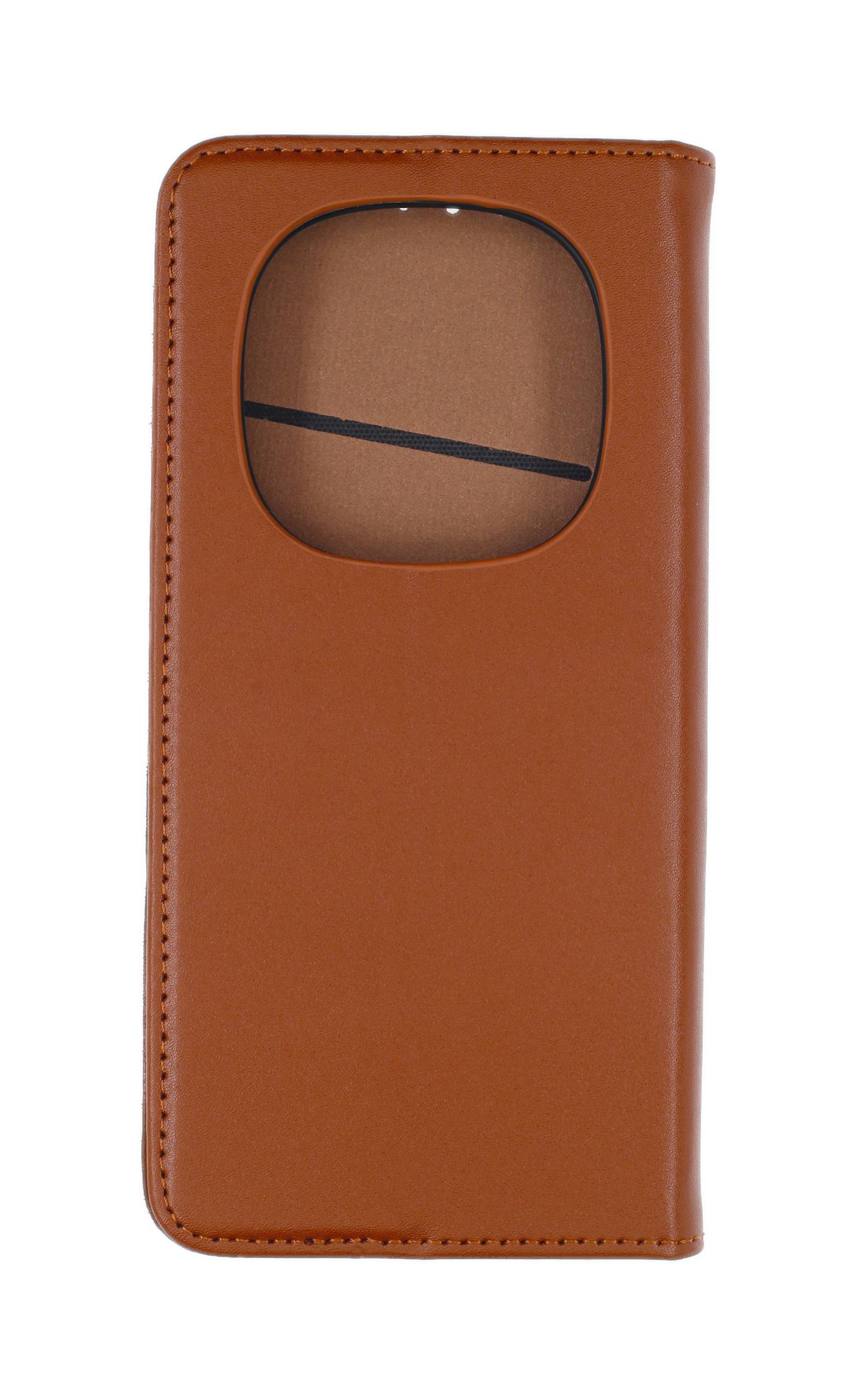 Echt Leder Bookcover Braun für Xiaomi Redmi Note 15 4G, Note 15 5G