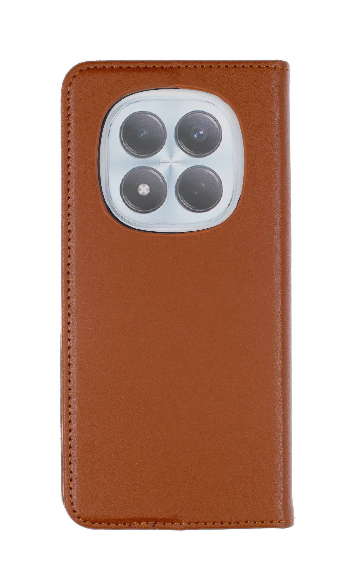 Echt Leder Bookcover Braun für Xiaomi Redmi Note 15 4G, Note 15 5G