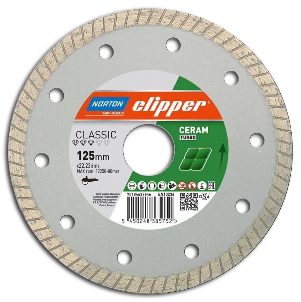 Diamantscheibe Classic Ceram TurboGesintertGeschlossener SchneidrandTrocken- oder Nassschnitt Für Keramische und dichte Produkte, Granit