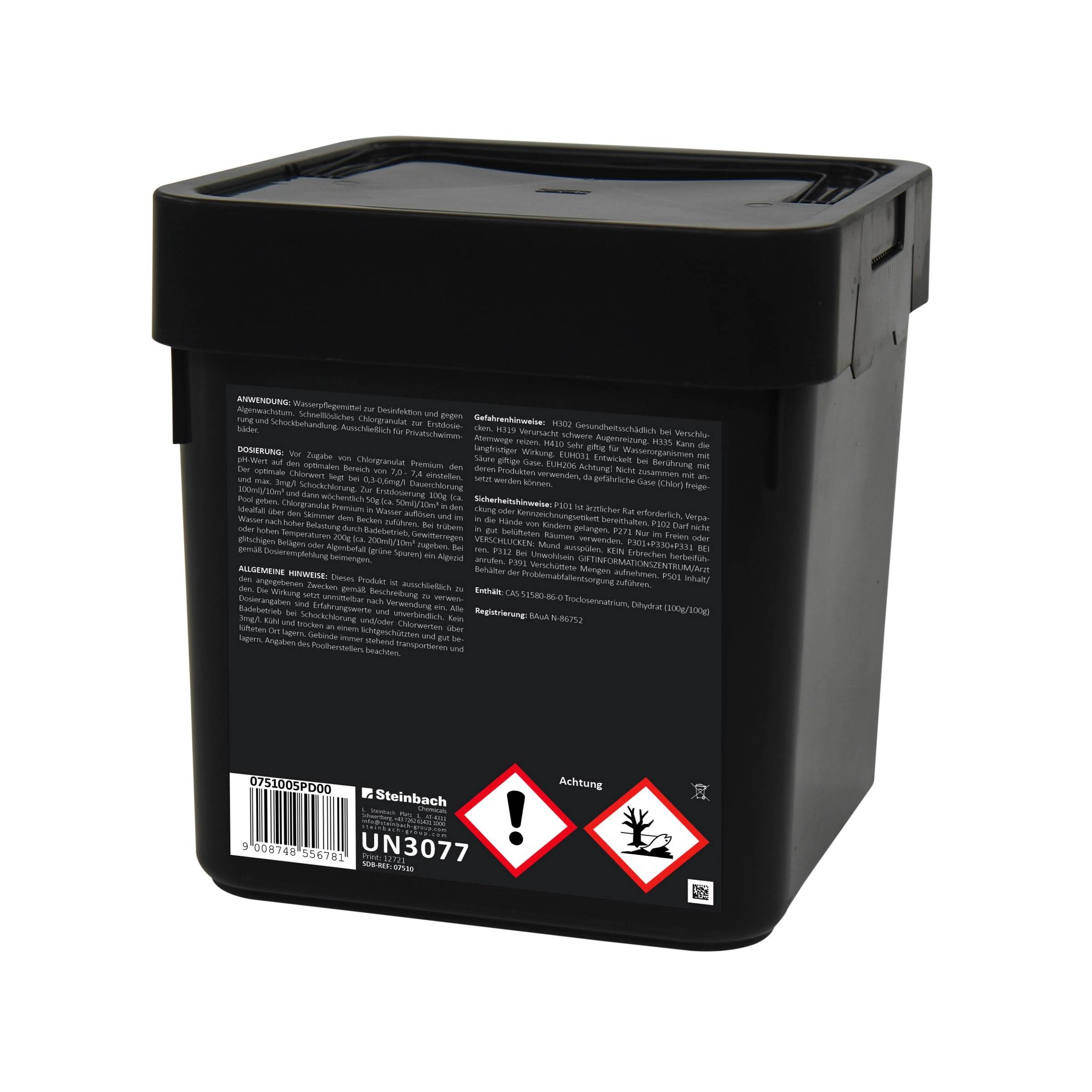 Steinbach Pool Professional Chlorgranulat Premium 5 kg | schnelllösliches Pool Chlor | pH-neutral & staubarm | zur Desinfektion & Schockbehandlung