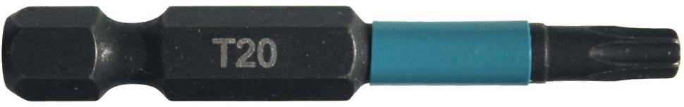 T20 Torx-Schraubendreherbit mit schwarzem Sechskantschaft, blauem Kragen und schwarzem Antriebsende.