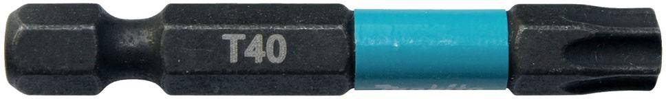 Ein T40-Torx-Schraubendreherbit mit schwarzem Körper und blauem Mittelbund.