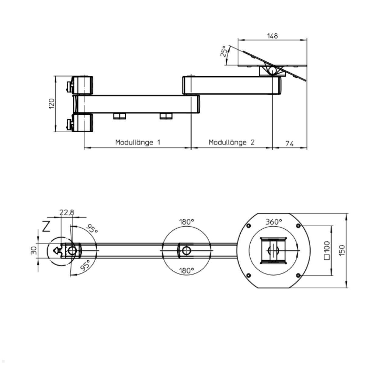 Novus TFC Zubehör für Alu-Profil Faltarm II Ablage 275-330 mm (969+2029+001)
