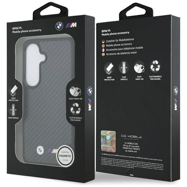 BMW Hülle Galaxy S26 Carbon-Optik schwarz MagSafe Logo Metall