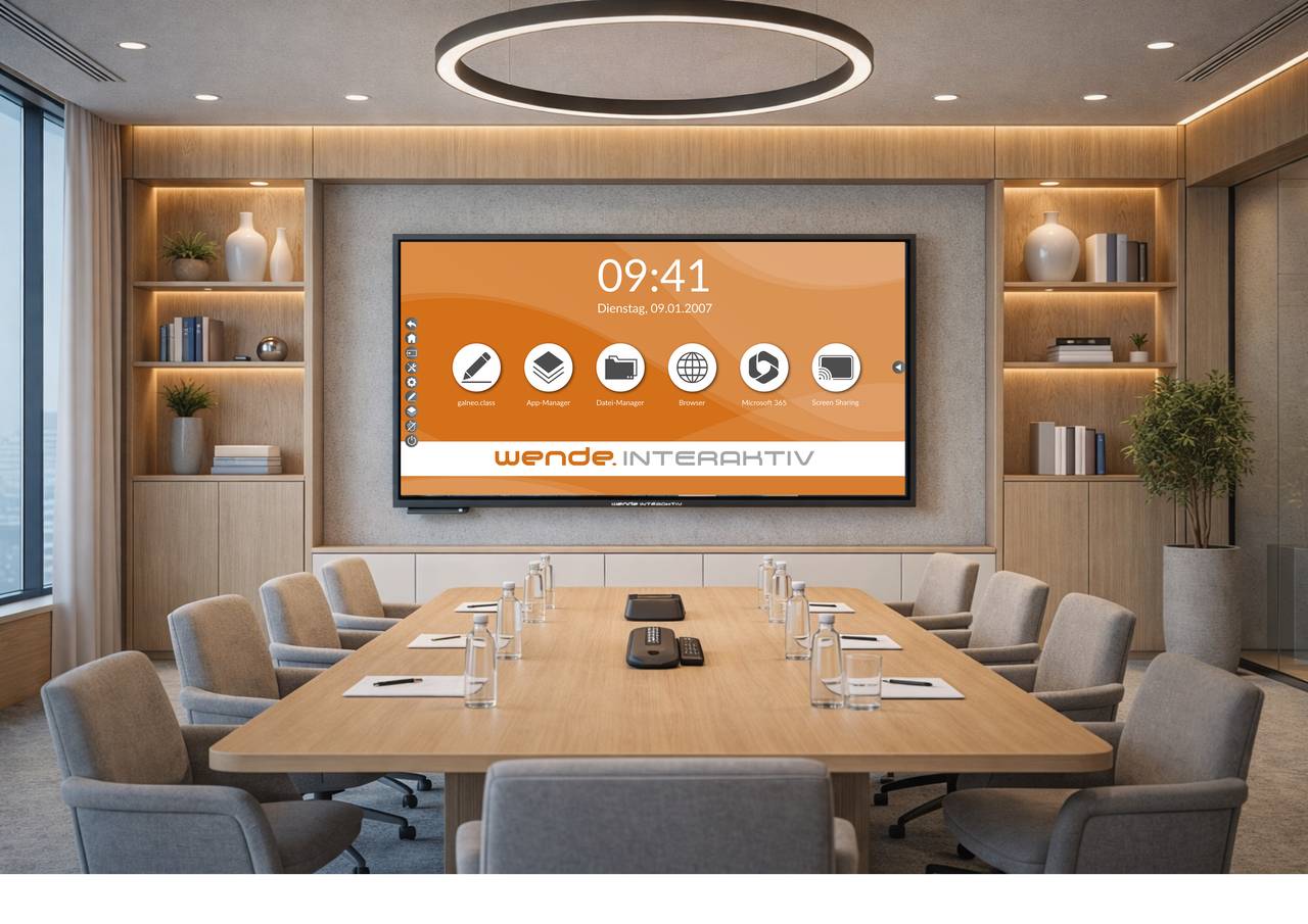 galneoscreen 86i V5 A14 kapazitiv (86 Zoll) das interaktive Whiteboard in elegantem Schwarz inkl. Wandhalterung