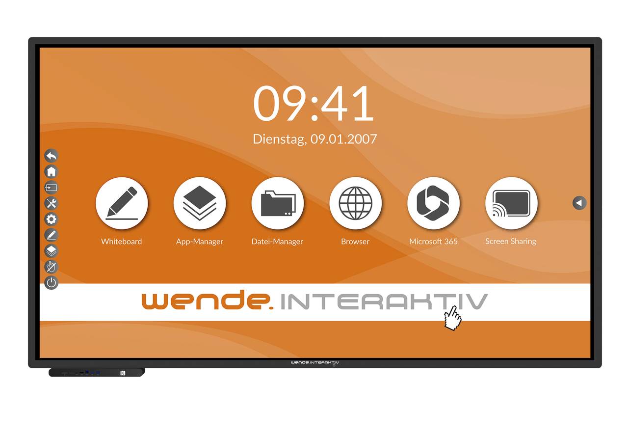 galneoscreen 86i V5 A14 kapazitiv (86 Zoll) das interaktive Whiteboard in elegantem Schwarz inkl. Wandhalterung