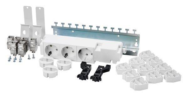 f-tronic AP-Medienverteiler MVAP1 STECKD3K GK45 KKL PATCH12 6x RJ45 - Ausbaupaket MVAP1 (1x 3-fach Steckdose - 1x Geräteklammer-Set