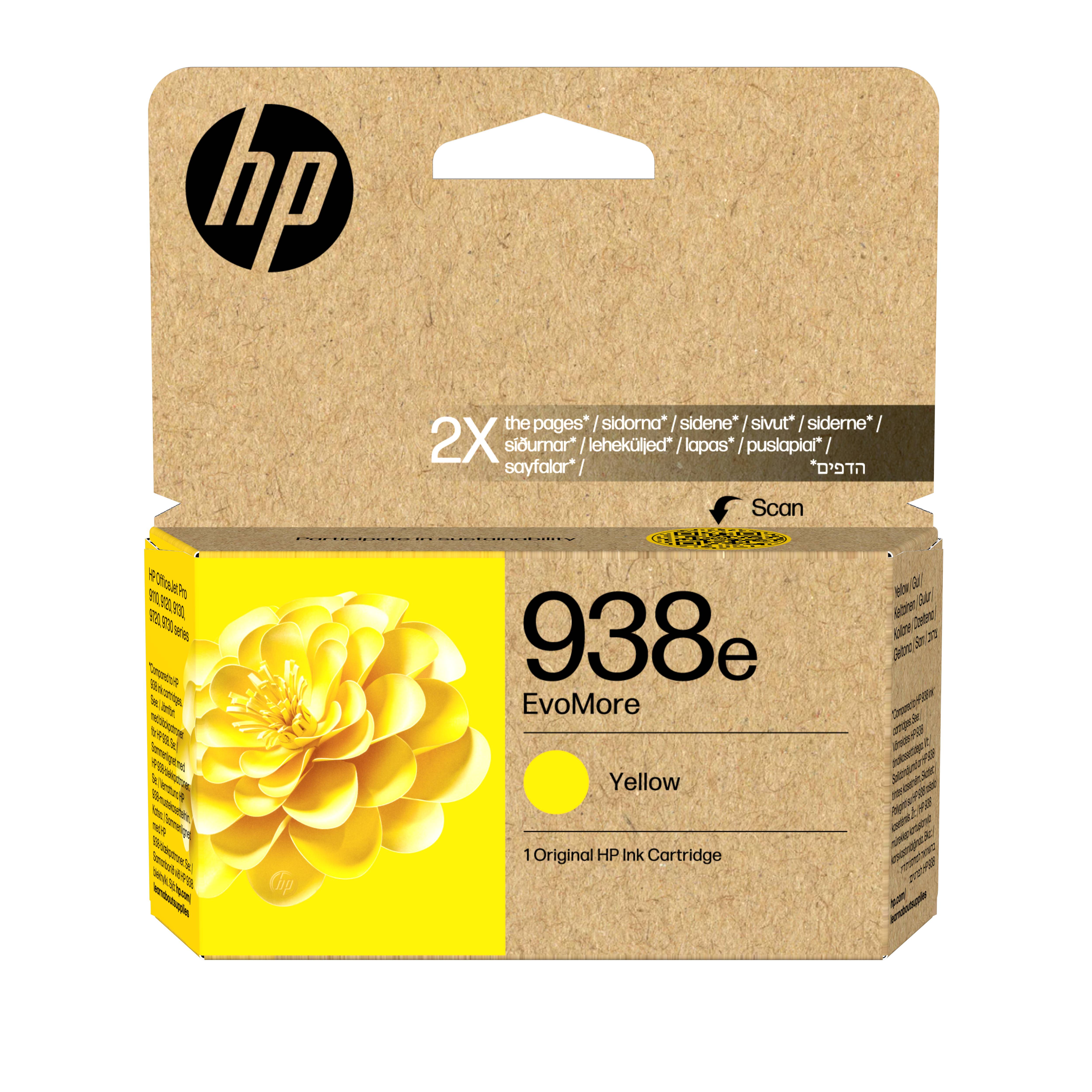 HP 938e EvoMore Gelb Original Druckerpatrone, Hohe (XL-) Ausbeute, Gelb, 1 Stück(e), 1650 Seiten, Einzelpackung