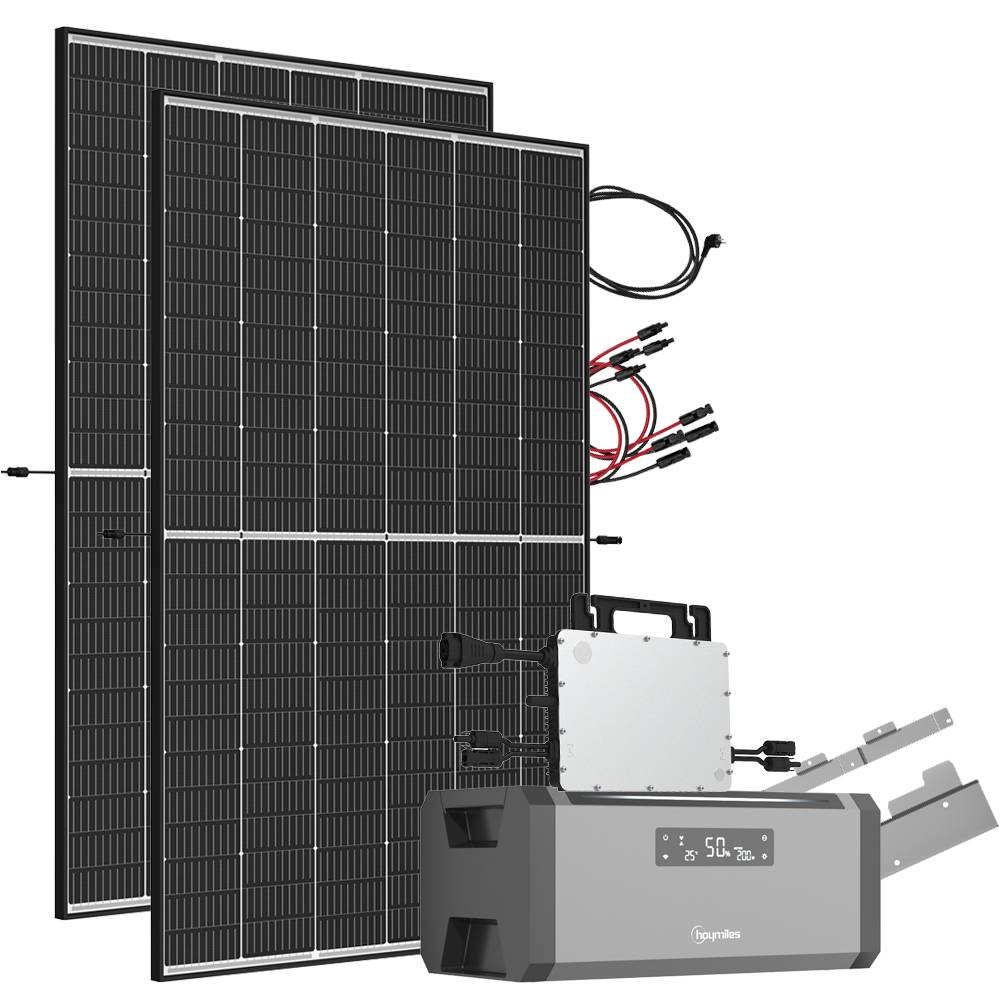 1,92 kWh 940W HiBattery HB-1920 Speichersystem Doppelglas Solarmodule inkl. Hoymiles HMS-800W-2T Wechselrichter 1-phasig
