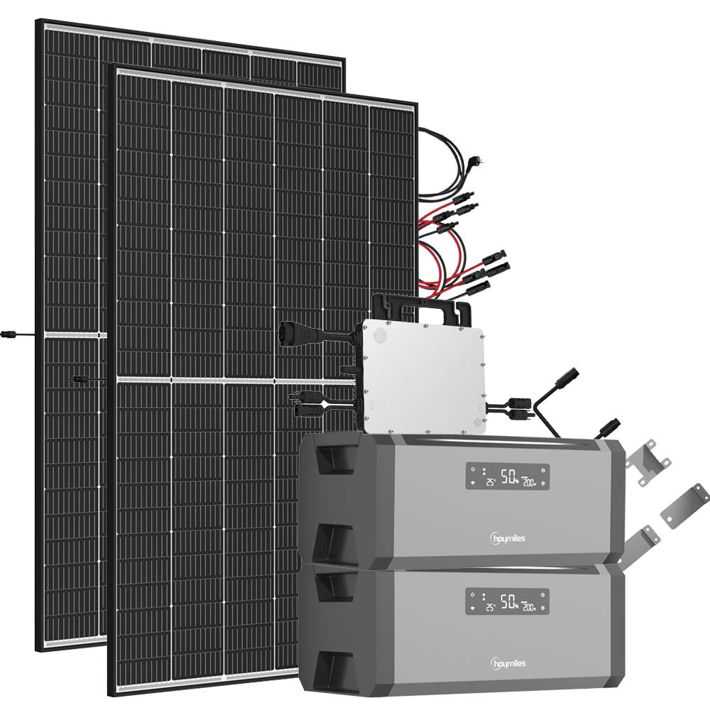 3,84 kWh 940W HiBattery HB-1920 Speichersystem Doppelglas Solarmodule inkl. Hoymiles HMS-800W-2T Wechselrichter 1-phasig