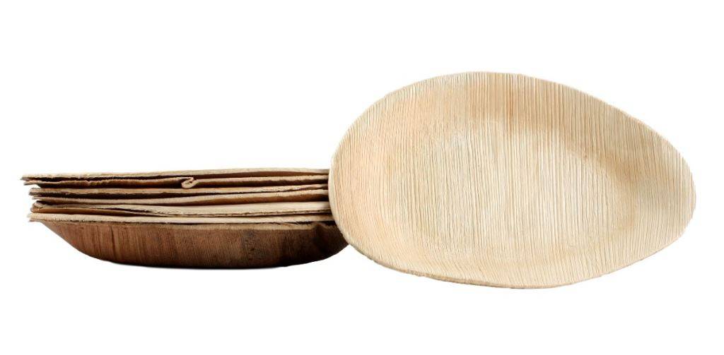 30x ovaler Teller aus Palmblatt Größe 21 cm