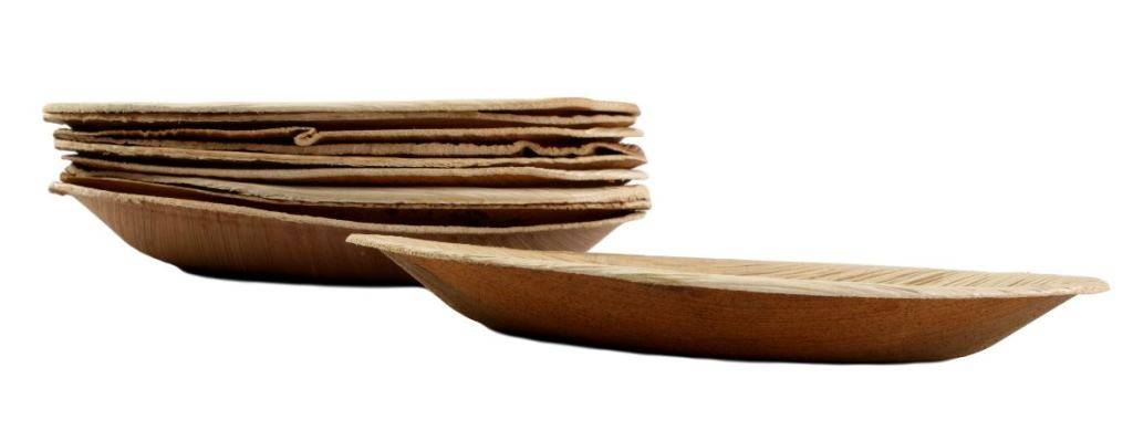 30x ovaler Teller aus Palmblatt Größe 21 cm