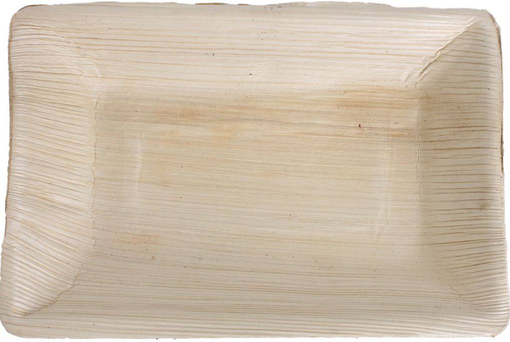 100x rechteckige Teller aus Palmblatt Größe 11,5 x 16,5 cm
