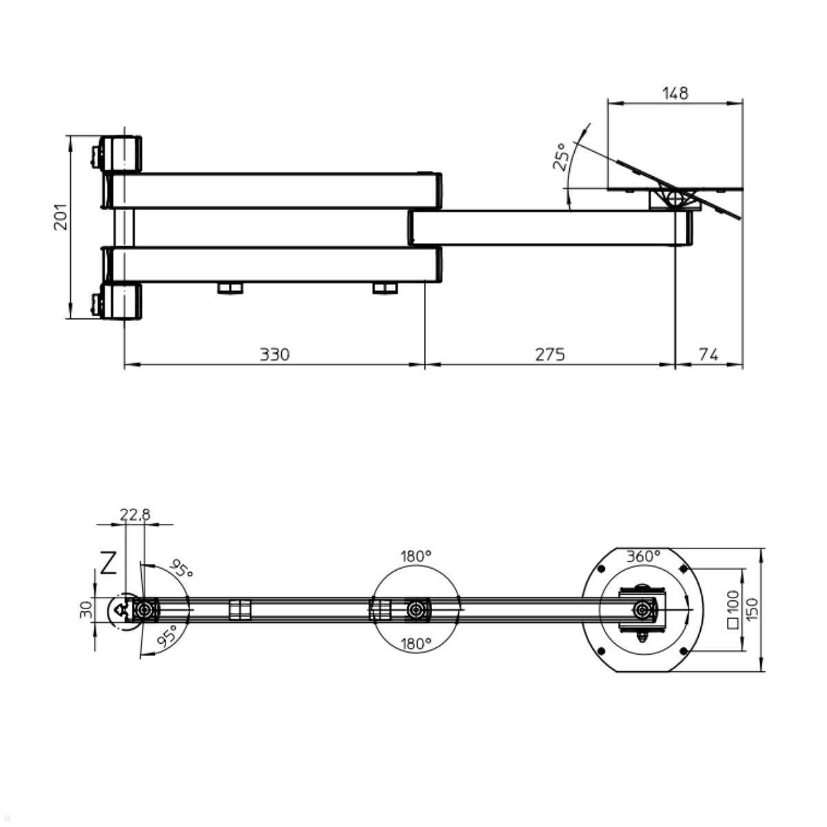 Novus TFC Zubehör für Alu-Profil Faltarm III Ablage 275-330 mm (969+3029+000)
